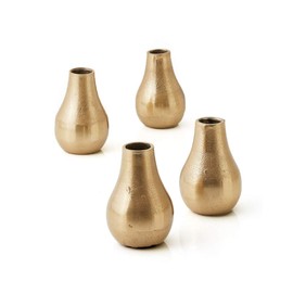 Serene Spaces Living Set of 4 Gold Floral Pear Bud Vase, Stylish Flower Vases for Centerpieces at Weddings, Party Tables, Dining or Coffee Table, Thanksgiving, Fall Decor, 4" Tall & 2.5" Diameter