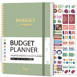 Budget Planner - Monthly Budget Book with Expense Tracker Notebook, Undated Bill Organizer & Finance Planner to Take Control of Your Money, 2025-2026 Account Book to Manage Your Finances-Green