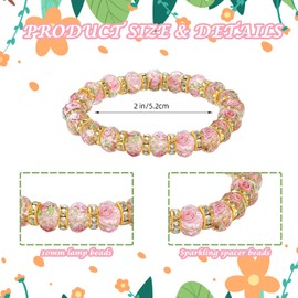 Ornaland Glass Beaded Bracelets Bohemian Bracelet Surfer Stretch Bracelets Preppy Bracelets Stackable Bracelets Beach Bracelets Jewelry Gifts for Women（Pink）