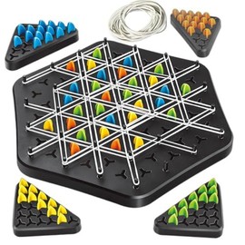 POPOYU 2024 New Triggle Game Rubber Bands, Classic Desktop Board Games, Funny Chains Triangle Game, Brain Games Triggle for Children and Adults, Pegboard Game, Educational 2-4 Players