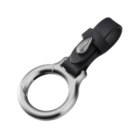 Harts Metal Carabiner Keyring with PU Leather Strap fo Car Remote Controlr, 8cm Length, 36mm Ring Diameter, Black