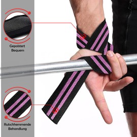 MERCURYAL Straps Gym - Powerlifting Straps - Gym Accessories - Gym Accessories - Lifting Straps - Deadlift - Black & Pink