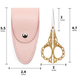GAIFONGRE 4.7 INCH Mini Stainless Steel Embroidery Scissors, Sharp Pointed Tip, Travel Scissors With Cover, Gold