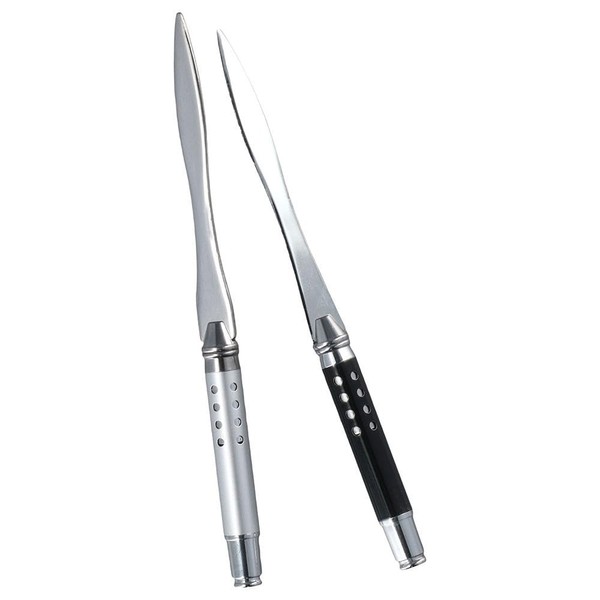 dohobby 2PCS Letter Openers Stainless Steel Black Silver Color Envelope