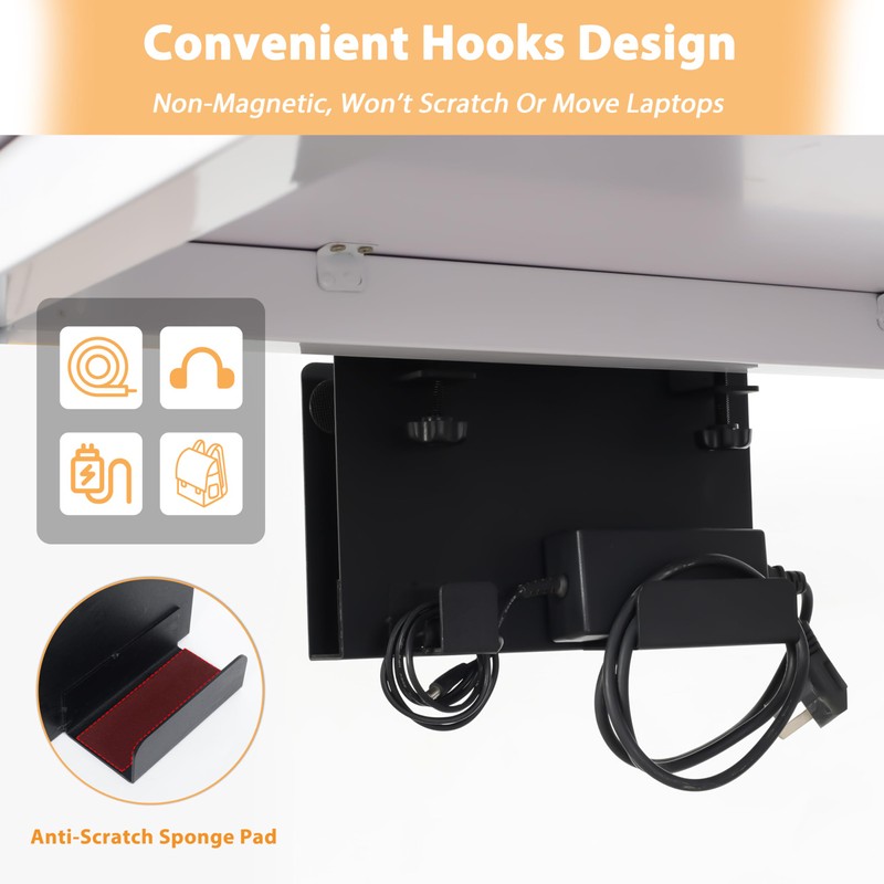 ROLIZOE Desk Side Storage with 2 Hooks No Drill Under
