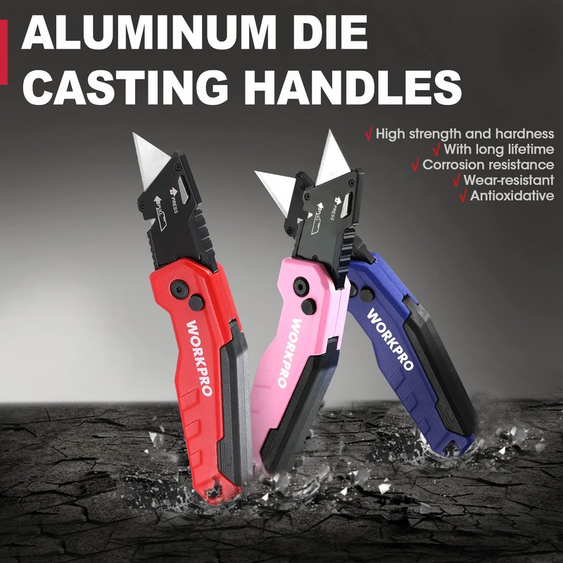 WORKPRO Folding Utility Knife, Quick Change Box Cutter, Razor Knife