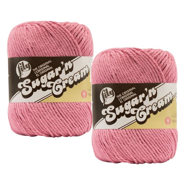 Bulk Buy: Lily Sugar 'n Cream 100% Cotton Yarn (2-Packs) ~ Solids ~ 4 oz. Super Size Skeins (Rose Pink SS #18046)