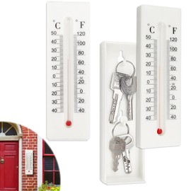 Dexspoeny 2025 Upgrade Modern White Thermometer Key Hider Outdoor Garden Key Holder