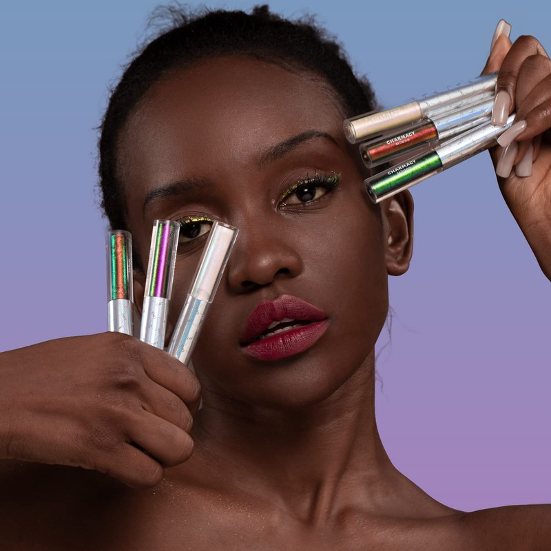 CHARMACY Chameleon Glitter Liquid Eyeliner, Metallic Shade Color Shift Eye