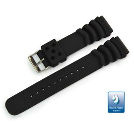 CASSIS[カシス] ラバー 時計ベルト 完全防水 TYPE DIVER タイプ ダイバー22 22mm ブラック 交換用工具付き X0032165019022M