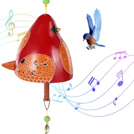 CroBlissful 1 Pcs Cardinal Wind Chimes for Outside Memorial Wind Chimes Red Bird Song Windchimes Resin Cardinal Ornaments Small Hanging Windchimes Gifts for Women Mom Indoor Outdoor Decoration