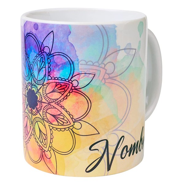 Taza para café Mandalas Personalizada con tu nombre, Taza para