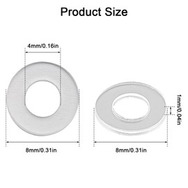 50 Pcs M4 Nylon Washer Clear Flat Washers, 4mm ID 8mm OD 1mm Thickness Faucet Plastic Washers Flat, Metric Round Washer Spacer, Transparent Sealing Gasket for Bathroom Hardware Faucet Water Pipe Hose