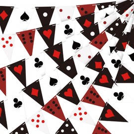 5 Pcs Casino Theme Party Decorations Casino Birthday Banner Poker Night Pennant Hanging Paper Garlands Las Vegas Theme Poker Card Garlands Casino Night Banner Garland Party Photo Backdrops Booth Props