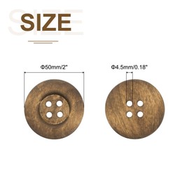 sourcing map 20Pcs Large Wooden Buttons, 50mm(2") 4 Hole Round Wood Sewing Button Craft for Sewing DIY Craft Clothing, Coffee
