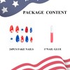 MERVF Almond Press on Nails Medium Independence Day Fake Nail