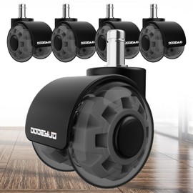 2 Inch Office Chair Wheels, 7/16-7/8 Stem,Transparent TPU Material, High Elasticity, Quiet, Smooth Rolling, Nylon Frame, 880LB Load，Fits 98% Chair, Capacity, Set of 5，Hard Floors & Carpet，Not for 1KEA