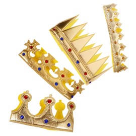 Kisangel 4pcs Birthday King Crowns Golden King Headband Boys Hair Ties Costumes for Baby Cosplay Clothing Headwear