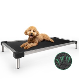 FXW Titanest Cooling Chew-Proof Elevated Dog Bed, Washable Raised Cot for Indoor/Outdoor/Camping Use, Waterproof & Durable Pet Bed for Large Dogs, 36-Inch, Black