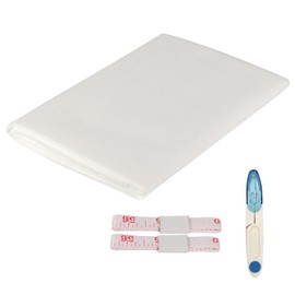 1.6 x 2m White Polypropylene Fabric Non-Woven Interfacing, Non-Woven Single-Sided Interfacing Fabric with Soft Ruler&Yarn Cutter, Lightweight Iron-On Fusible Interfacing for Quilting Sewing Crafting