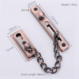 OPDENK Door Chain Lock,Stainless Steel Theft Door Chain with Screws,Polished Security Door Latch Lock for Bedroom, Inside Door,Home,Hotel (Copper Red)