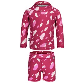 Jan & Jul UV Protective Two-Piece Girls Rash Guard Set, Quick-Dry (8Y, Pink Petals)