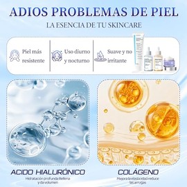 Skin Care 4 En 1 Kit, con 1 Crema Hidratante Niacinamida + 1 Crema para Cuello + 1 Serum Centella Asiatica + 1 Serum Péptidos Propóleo, Hidrata, Ilumi
