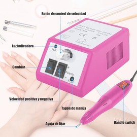 6 en 1 Drill para Uñas Profesional con 6 Cabezales de Lijado y 6 Bandas de Lijado, 20000 RPM Taladros Eléctricos para Uñas Multifuncional. Pulidor de 