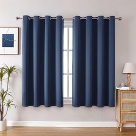 ChrisDowa Grommet Blackout Curtains for Bedroom and Living Room - 2 Panels Set Thermal Insulated Room Darkening Curtains (Stone Blue, 52 x 63 Inch)