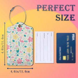 Luggage Tags for Suitcase,2 Pack Tropical Hibiscus Flamingo Leather Travel Cruise Luggage Tag with Privacy Flap,Name ID Label and Metal Loop for Women Girls Suitcase Backpack