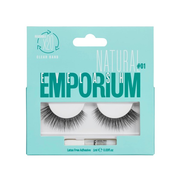 Eyelash Emporium False Eyelashes Natural 01 With Eyelash Glue –