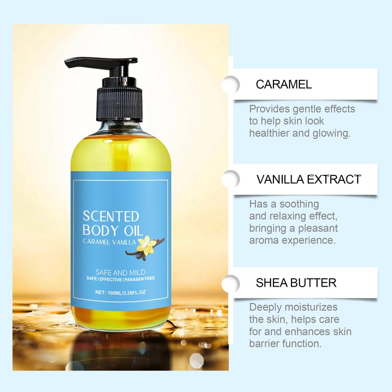 generic Body Oil Caramel Vanilla, Caramel Vanilla Body Oil (2pcs)