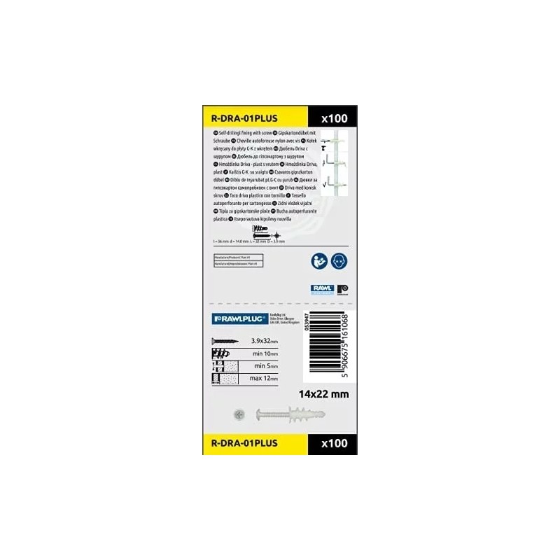 R Rawlplug Caja 100 Tornillos Y Taquetes De Plástico Para
