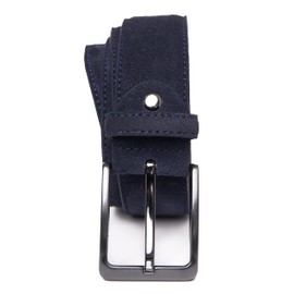 QUAMOD Suede Belt for Men and Women, High-Quality Velour Leather Belt, Unisex, 3.5-4 cm (35-40 mm) Wide, Suede Belt with Gift Box, Environmentally Friendly and Fair Production, 40 mm navy blue