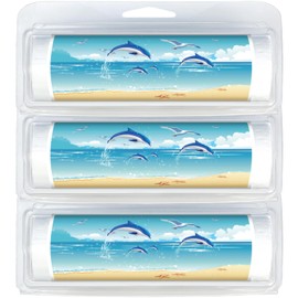 Packable Toilet Paper Rolls | Travel-Size Protective Dispensers | Coreless & Biodegradable | Fishing, Boating & Nautical (3-Pack) (425 Beach Dolphins)
