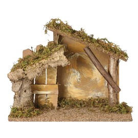 Roman Fontanini 9-Inch Nativity Stable – Handcrafted Rustic Manger for 5-Inch Figures – Traditional Christmas Crèche Display