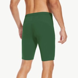 Fiteng Men's Swim Jammers Competitive Athletic Swim Team Suit Training Endurance Racing Quick Dry Swimming Shorts UPF 50 Green