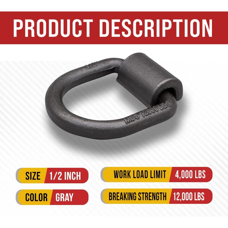 Mytee Products (12 Pack) 1/2" Heavy Duty Weld-On Forged D