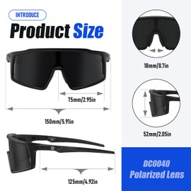 DUCO Cycling Sunglasses for Men Women Polarized Sports Sunglasses UV400 Baseball Sun glasses Anti Scratch Goggles DC0040 (Black Frame Grey Lens)