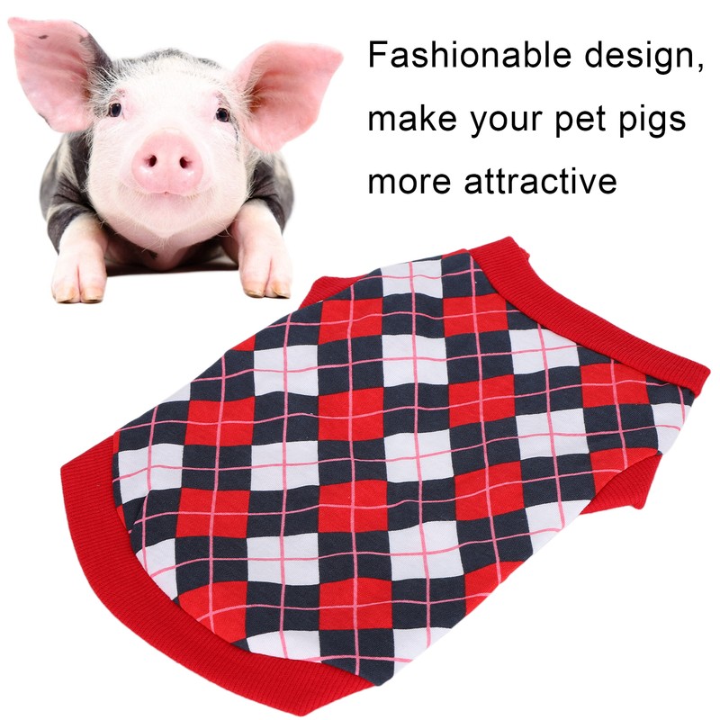 Pet Pig Spring Summer Sleeveless TShirt Pet Vest Sweatshirt Rhombus
