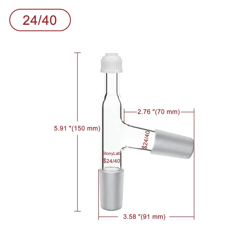 stonylab 3-Way Distillation Thermometer Adapter with 24/40 Joints and Screw