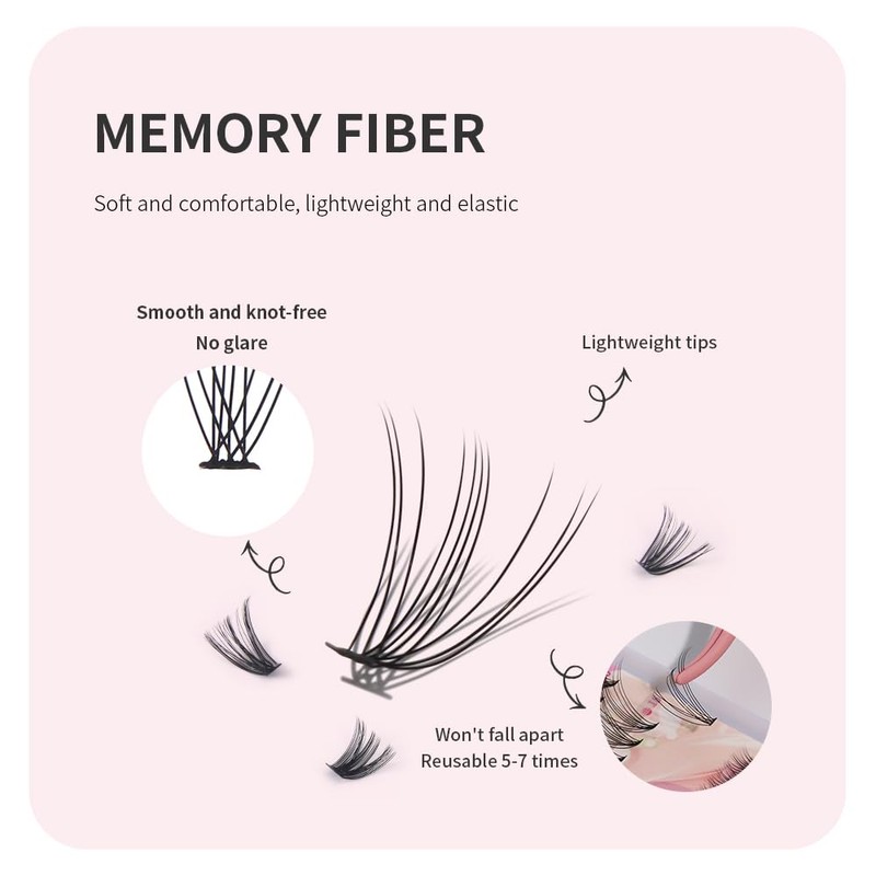 ANNAFRIS Eyelash Extensions, 50D + 60D Eyelash Clusters, 280 Pieces,