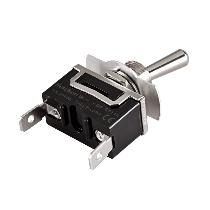 Heschen Metal Toggle Switch, C511A, SPST, maintained, ON/OFF 2 position,