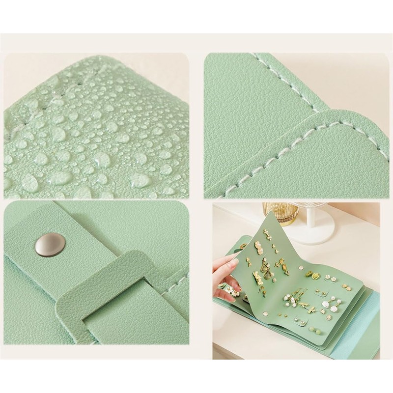 Bombinate Earrings, Storage, Portable, Fashionable, Leather Material, Foldable, (Pink)