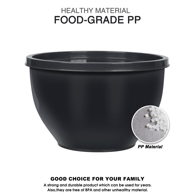 5-Piece Plastic Mixing Bowls with Lids Set for Kitchen, Nesting