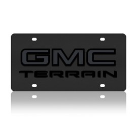 Eurosport Daytona Compatible with - 2019- Current GMC Terrain License Plate on Black Steel- Blackout