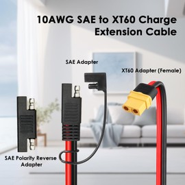 MOOKEERF 10AWG SAE to XT60 Connector Extension Cable 20FT, XT60 Female to SAE Cable With Polarity Reverse Adapter for Portable Power Station Solar Panel Generator
