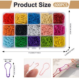 Gourd Safety Pins, 600pcs, 15 Colors, Individually Wrapped, 22mm/0.87 inch