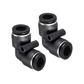 M METERXITY 2 x Angle Connecting Push Pipe Assembly Quick Connection Pneumatic Compressed Air Pipe Connection Application (8 mm AD Black)
