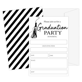 ISOVF Graduation Invites Class of 2025, Graduation Party Invitations with Envelopes, Minimalism Theme 4x6-inch Double-sided Grad Announcement Cards-E02